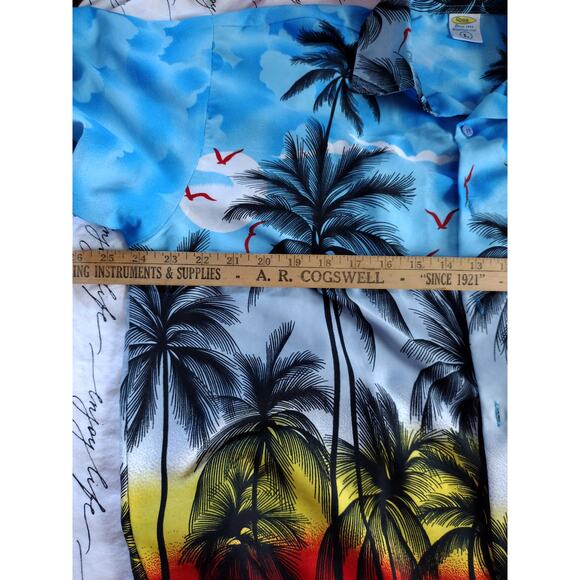 Rima Hawaiian Shirt Men's Large Tropical Vintage Short Sleeve Surf Palm Trees - Picture 8 of 9